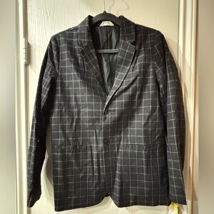 Boy’s Cat & Jack Black Blazer with Navy Blue Windowpane Plaid